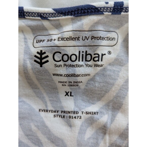 Coolibar Long Sleeve Tunic Shirt Top Women's XL Blue White Animal Print UPF 50+ - Picture 2 of 12